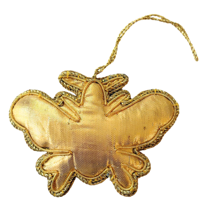 Handmade Golden Filigree Butterfly Embroidered Ornament