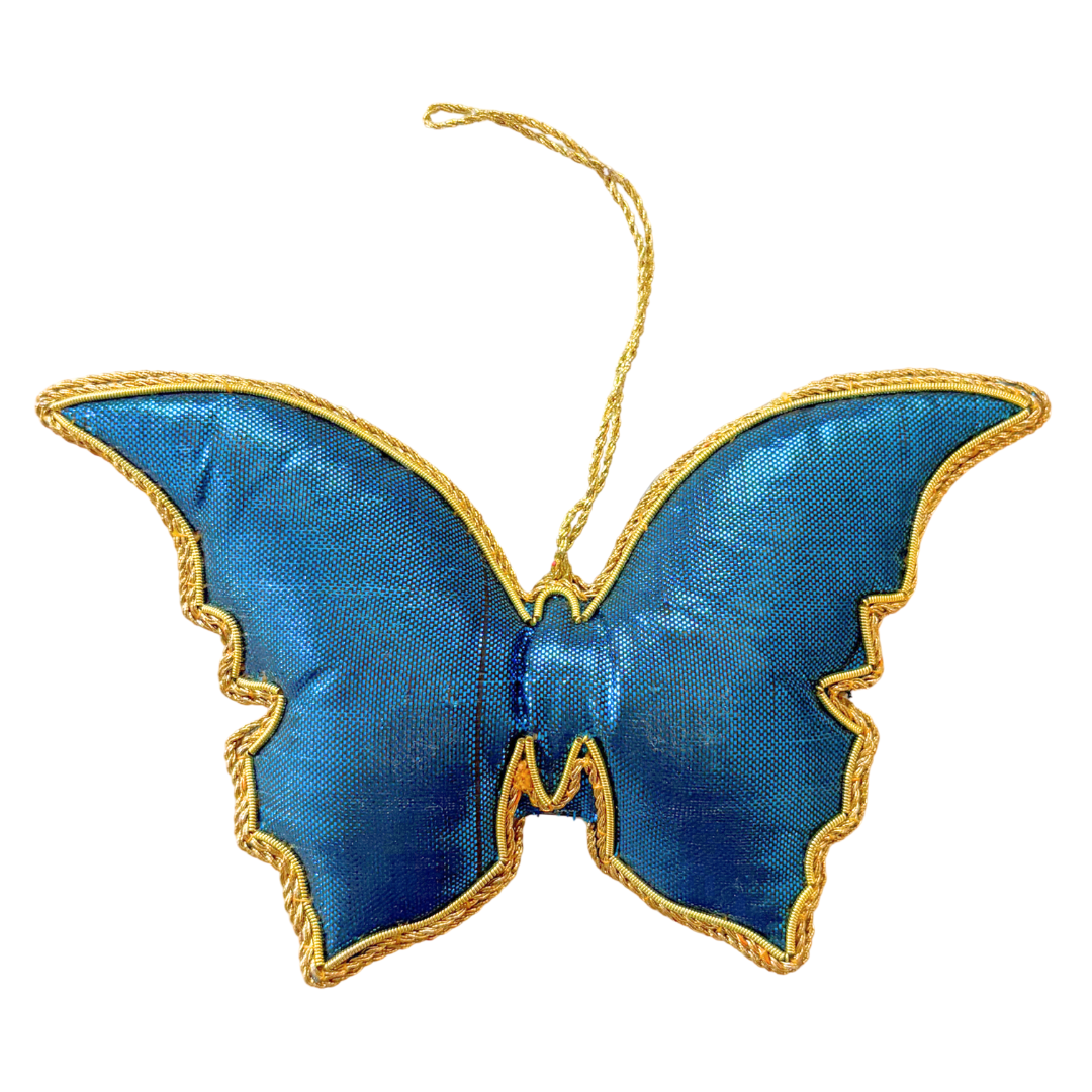 Handmade Azure Butterfly Embroidered Ornament