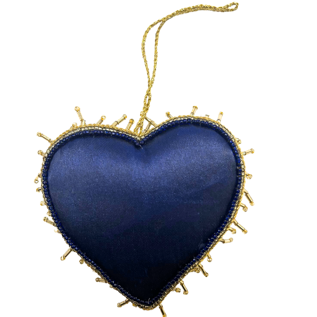 Handmade Blue Heart Christmas Ornament