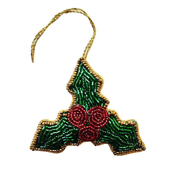 Handmade Holly Christmas Ornament