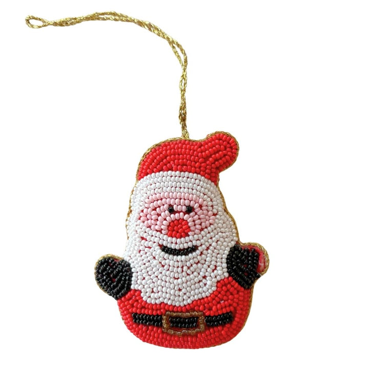 Handmade Jolly Santa Embroidered Ornament