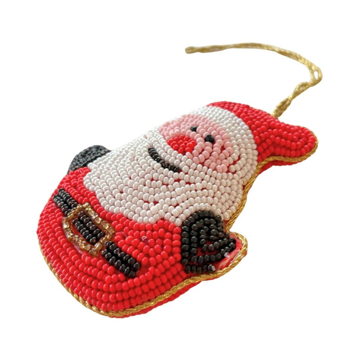 Handmade Jolly Santa Embroidered Ornament