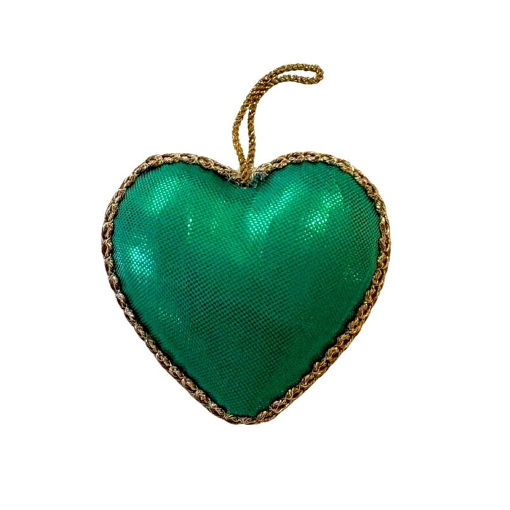Handmade Green Heart Embroidered Ornament
