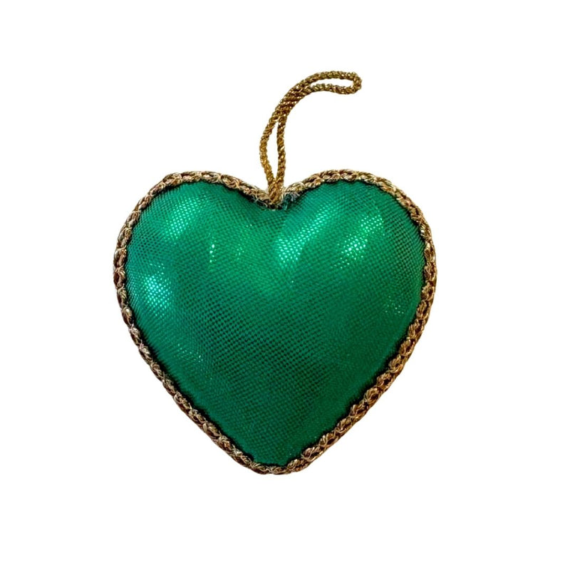 Handmade Green Heart Embroidered Ornament