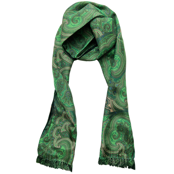 Green Paisley Silk Scarf