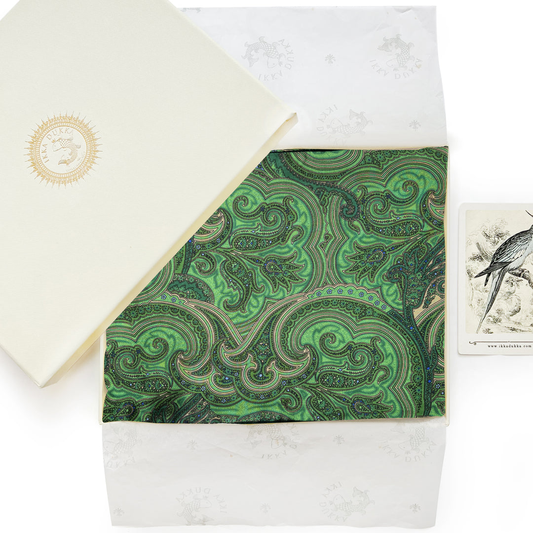 Green Paisley Silk Scarf