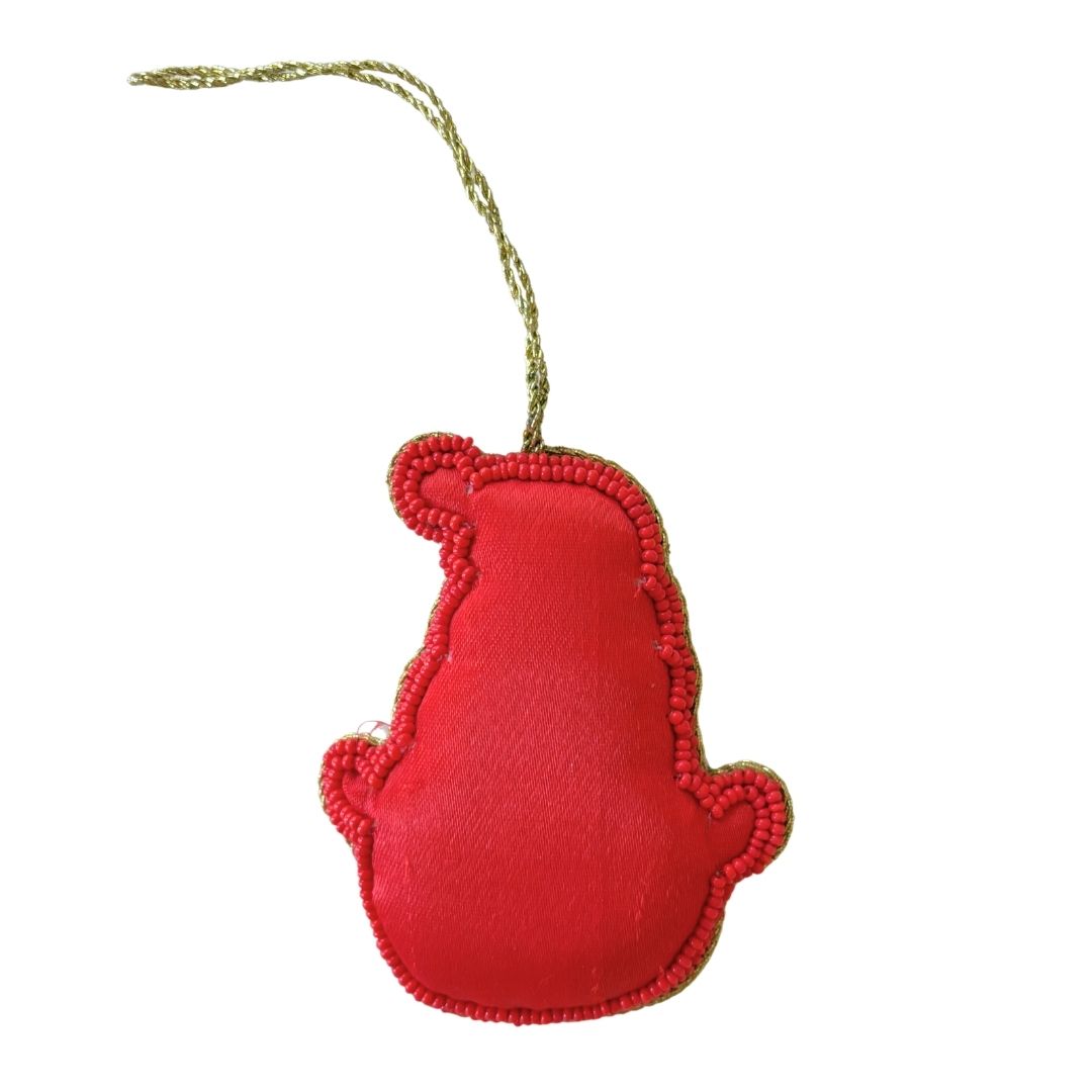 Handmade Jolly Santa Embroidered Ornament