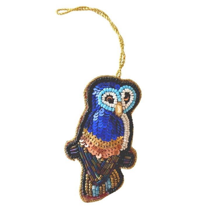 Handmade Owl Embroidered Ornament