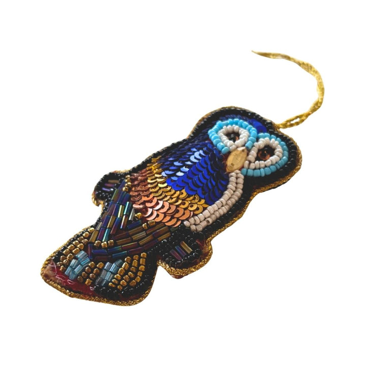 Handmade Owl Embroidered Ornament