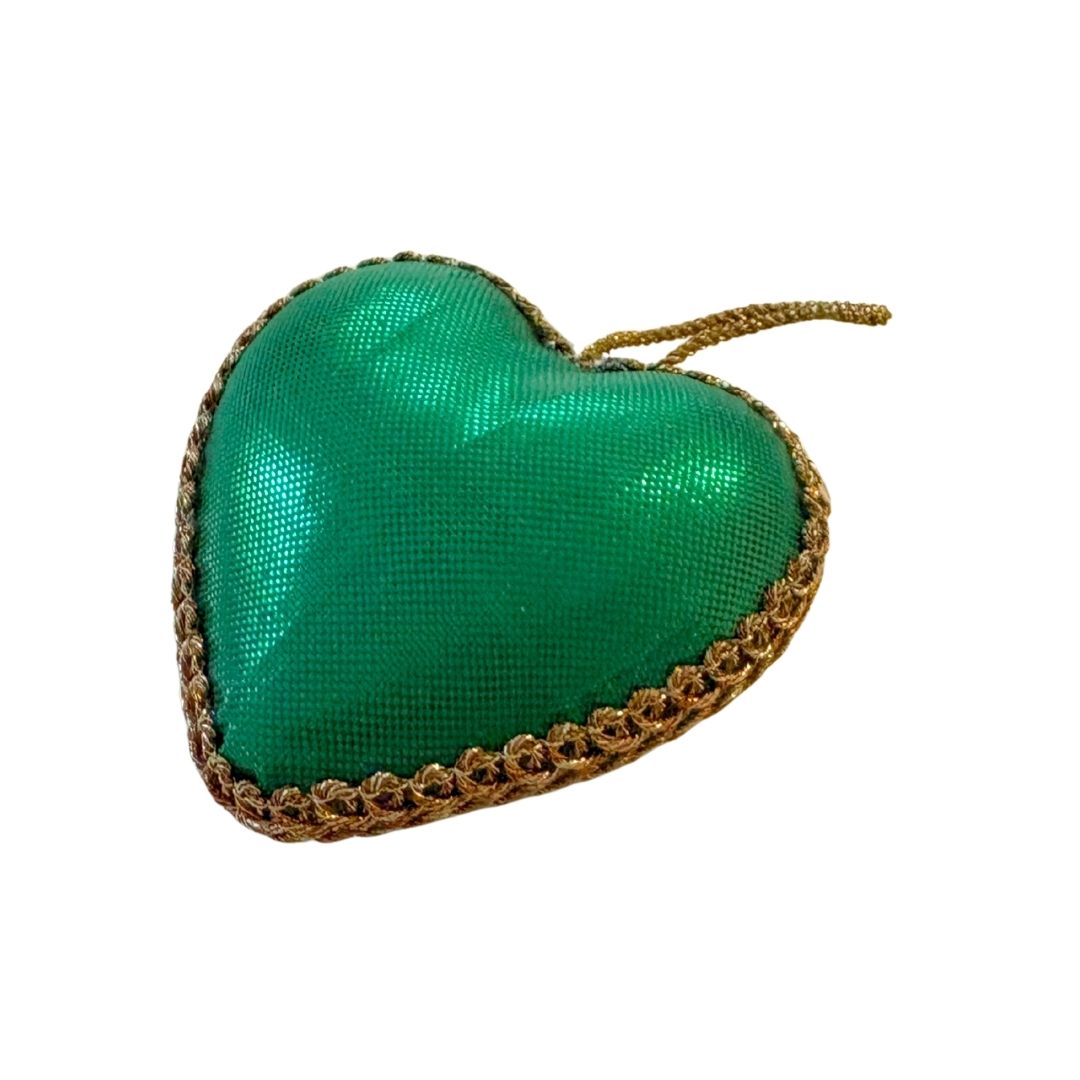Handmade Green Heart Embroidered Ornament