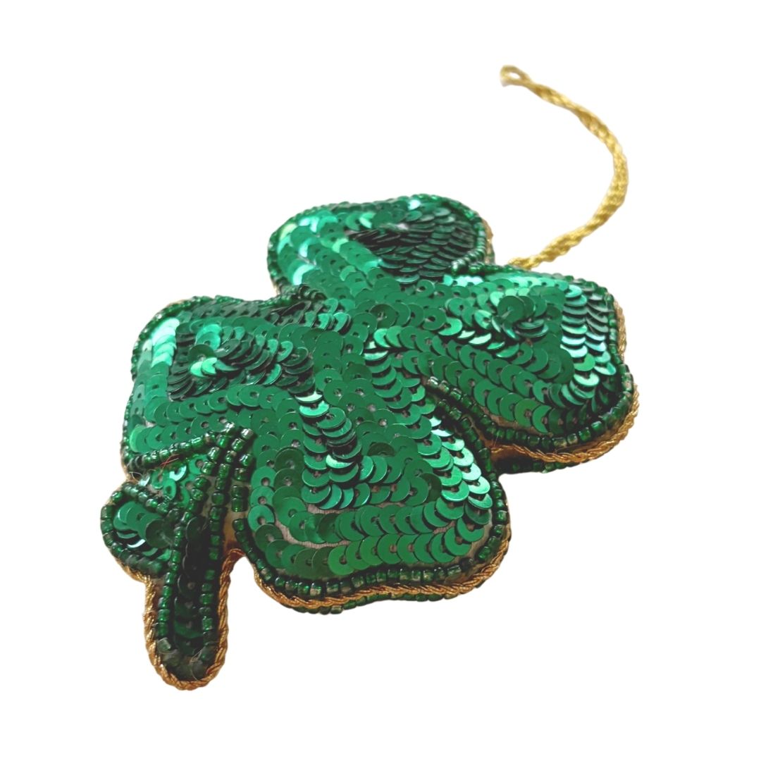 Handmade Lucky Clover Embroidered Ornament