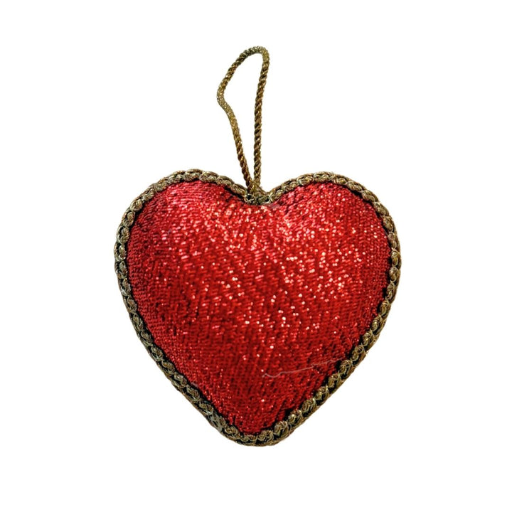 Handmade Red Heart Embroidered Ornament
