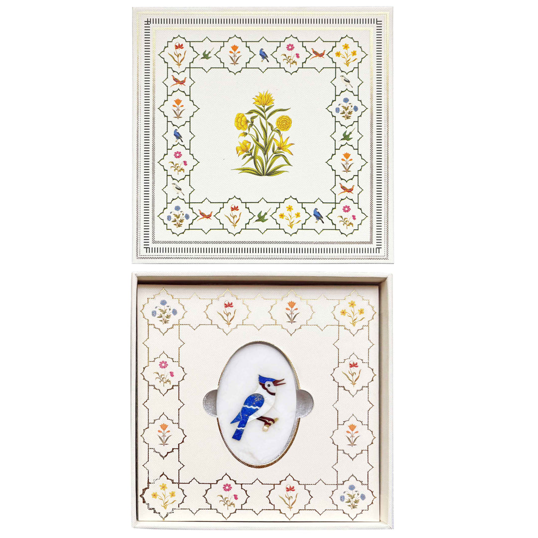 Marble Inlay Bird Trinket Box