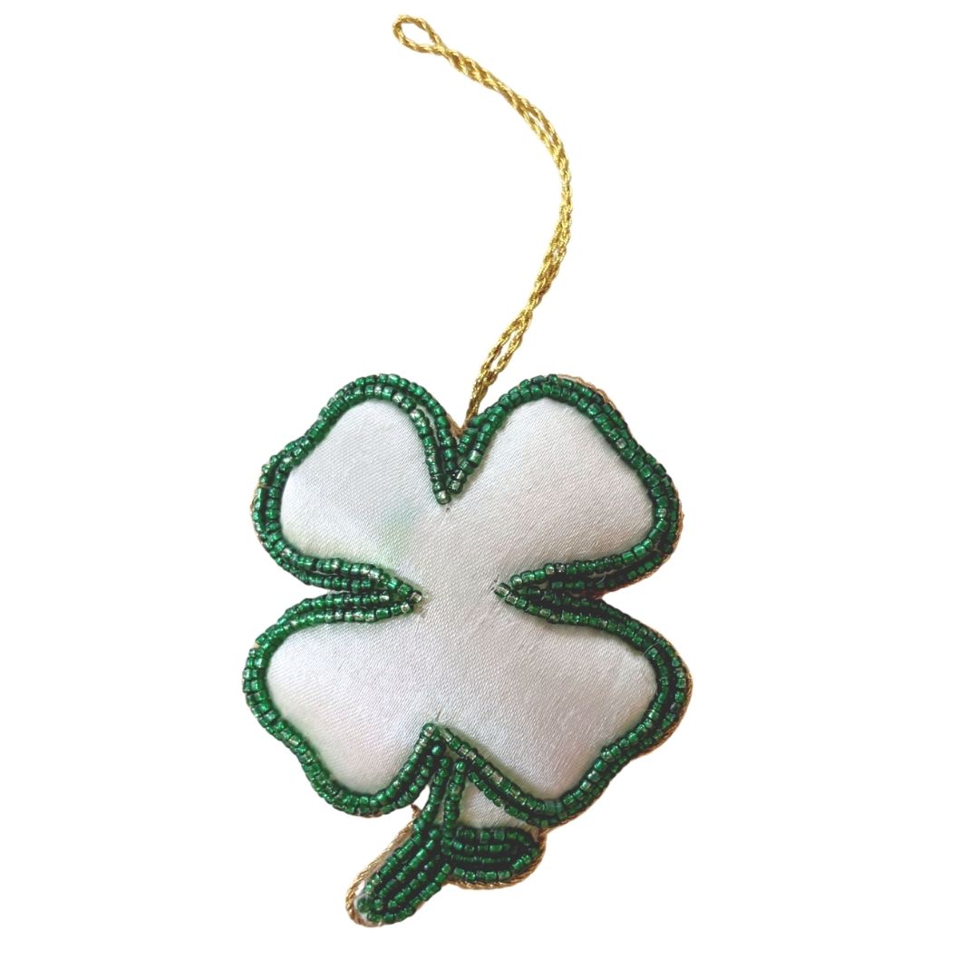 Handmade Lucky Clover Embroidered Ornament