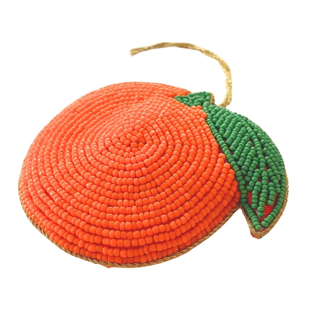 Handmade Orange Citrus Embroidered Ornament