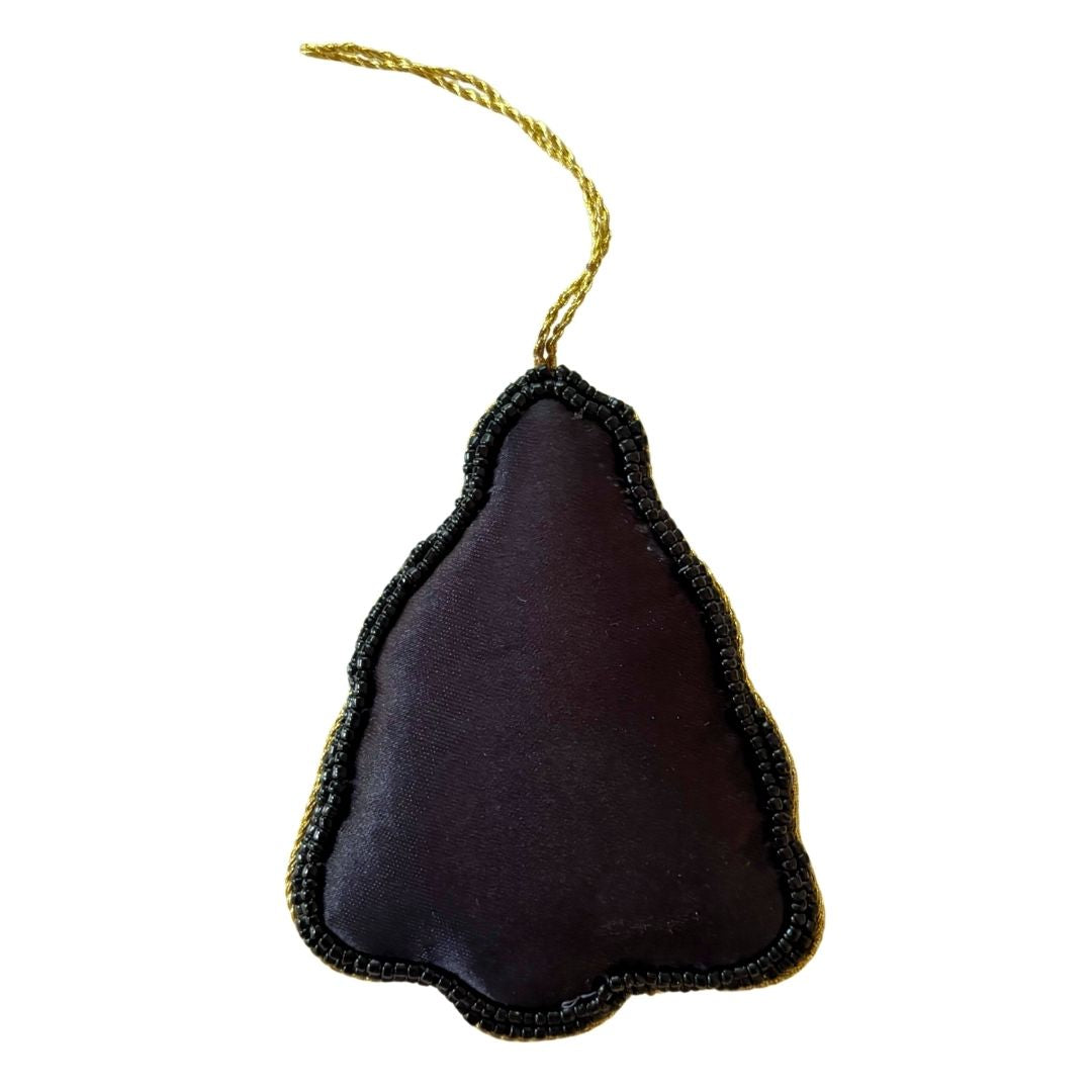 Handmade Beaded Green Christmas Tree Embroidered Ornament