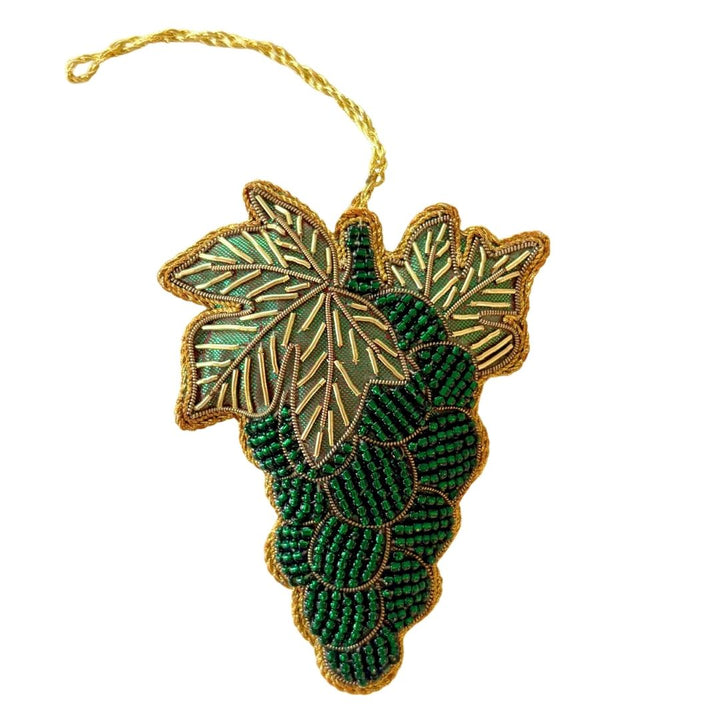 Handmade Grape Cluster Embroidered Ornament