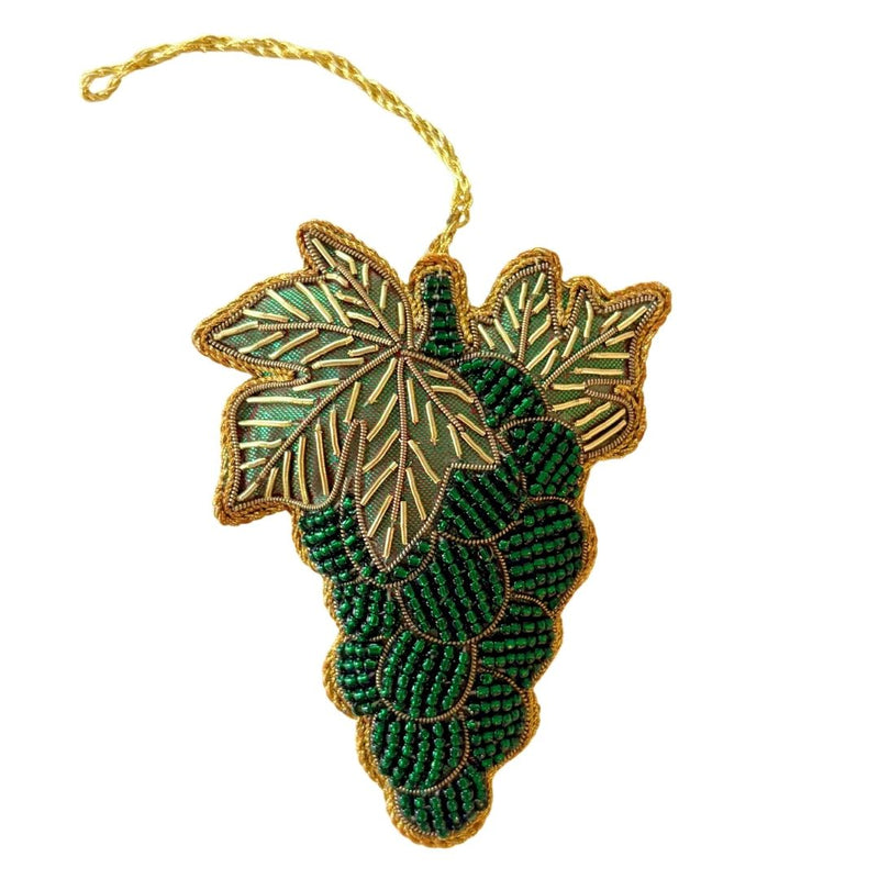 Handmade Grape Cluster Embroidered Ornament