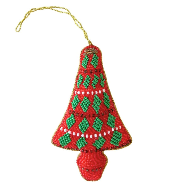 Handmade Tartan Christmas Tree Embroidered Ornament