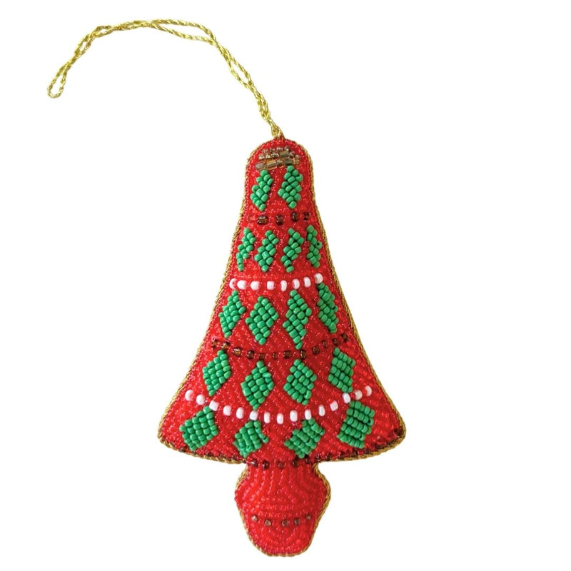 Handmade Tartan Christmas Tree Embroidered Ornament