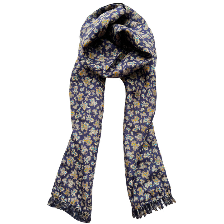 Navy Paisley Silk Scarf