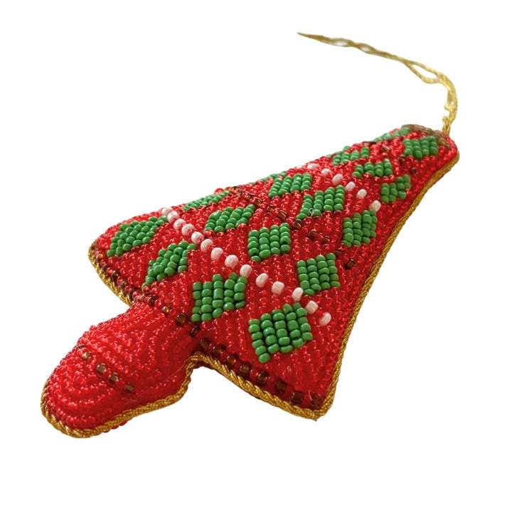 Handmade Tartan Christmas Tree Embroidered Ornament