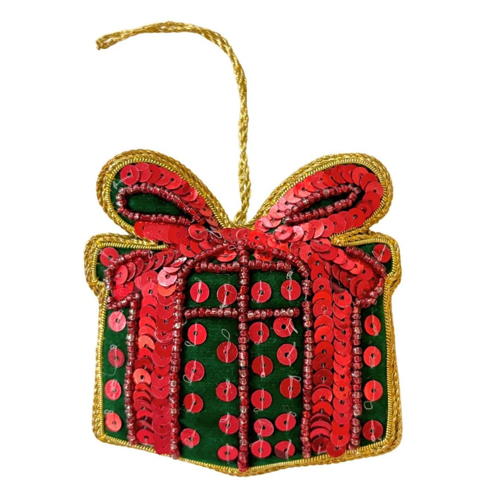 Handmade Festive Gift Box Embroidered Ornament
