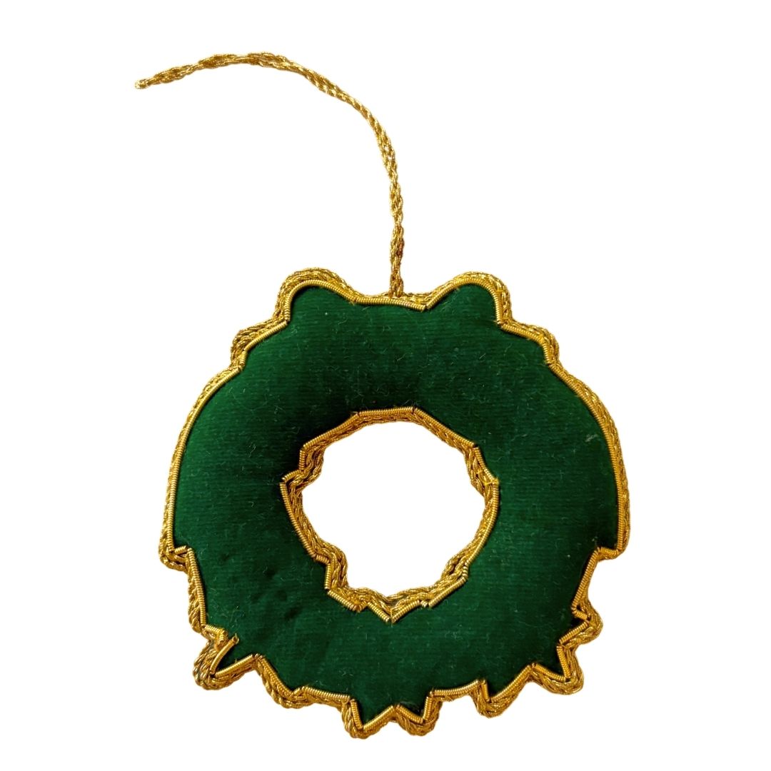 Handmade Holiday Wreath Embroidered Ornament