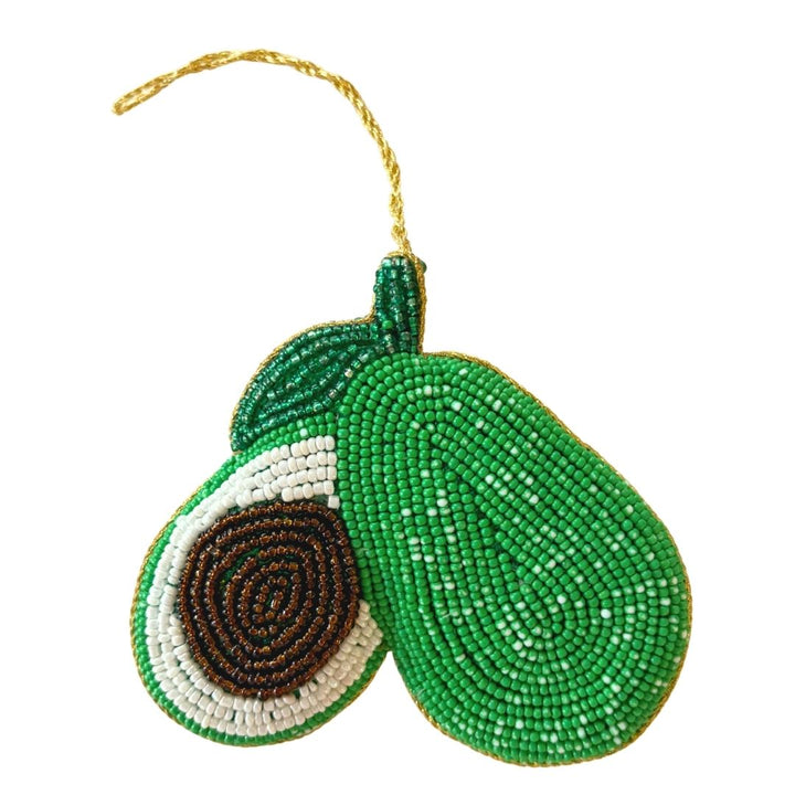 Handmade Avocado Embroidered Ornament