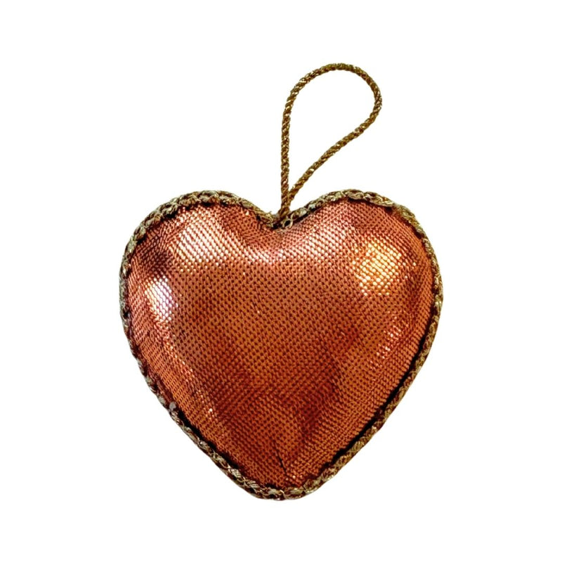 Handmade Copper Heart Embroidered Ornament