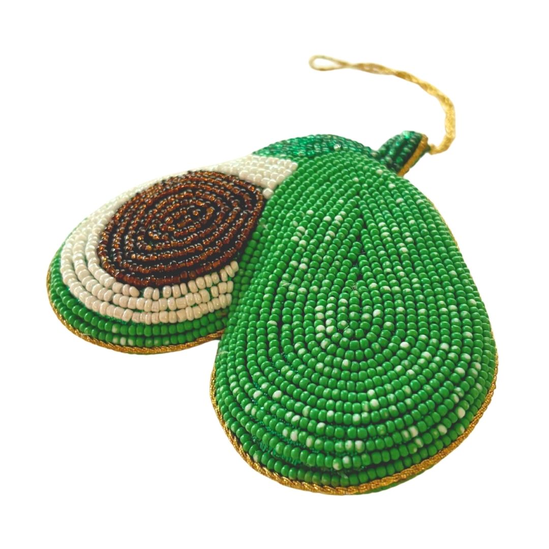 Handmade Avocado Embroidered Ornament