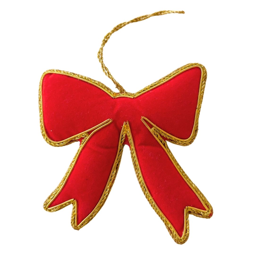 Handmade Red Bow Embroidered Ornament