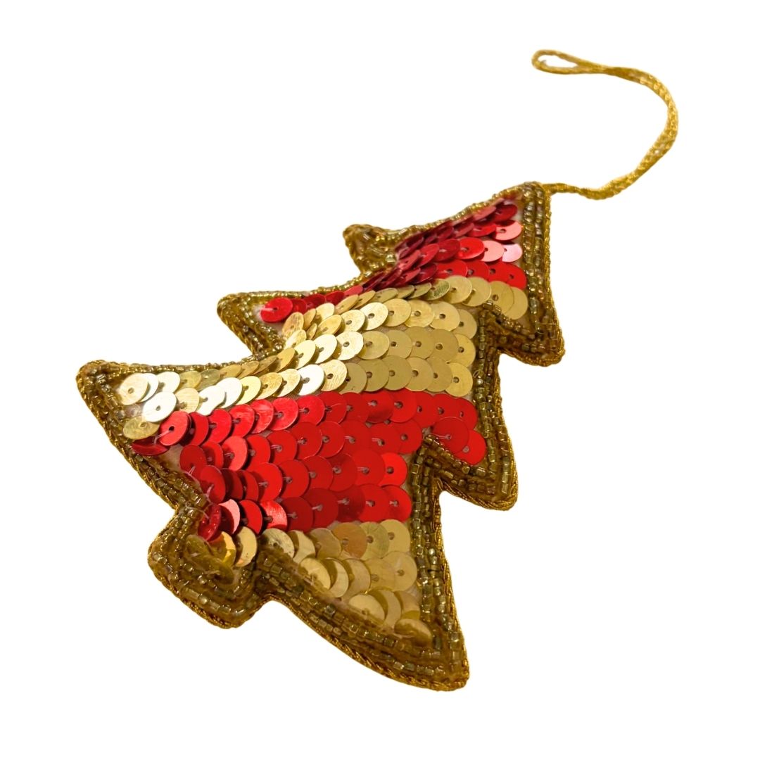 Handmade Layered Tree Embroidered Ornament