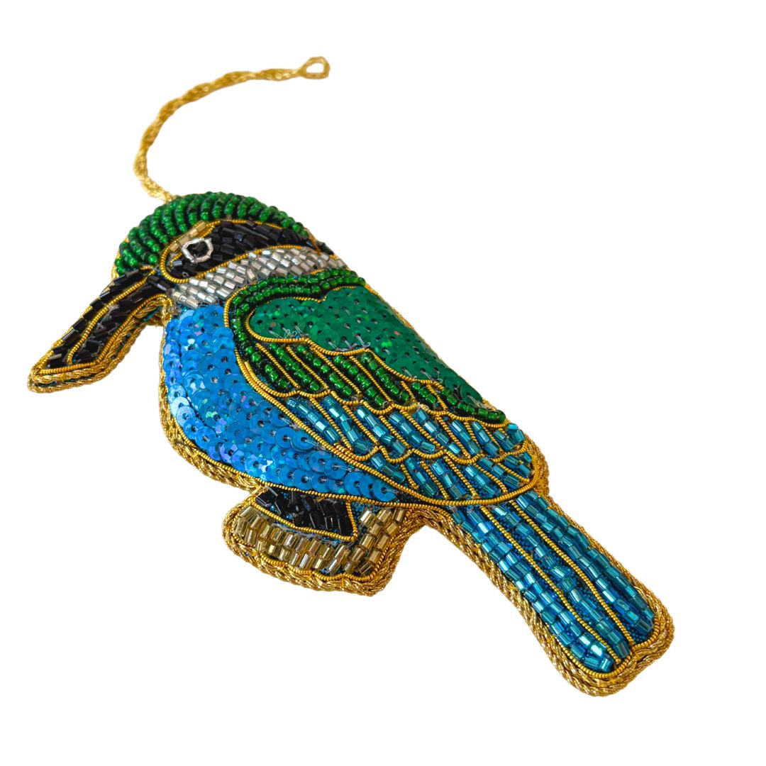 Handmade Blue Dolphin Embroidered Ornament