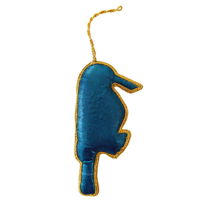 Handmade Blue Dolphin Embroidered Ornament