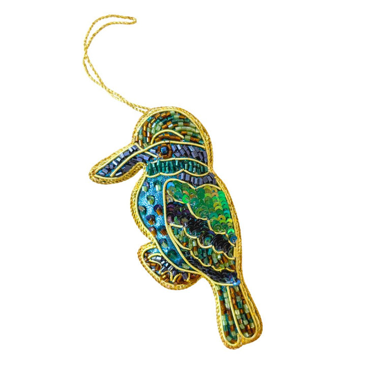 Handmade Turquoise Fish Beaded Embroidered Ornament