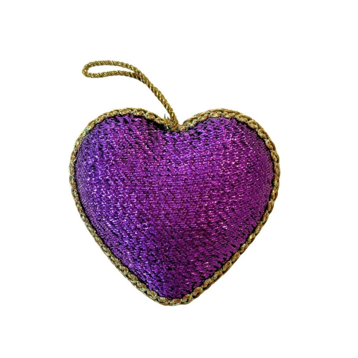 Handmade Purple Heart Embroidered Ornament