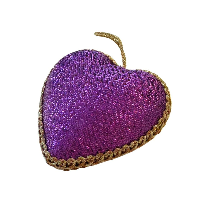 Handmade Purple Heart Embroidered Ornament