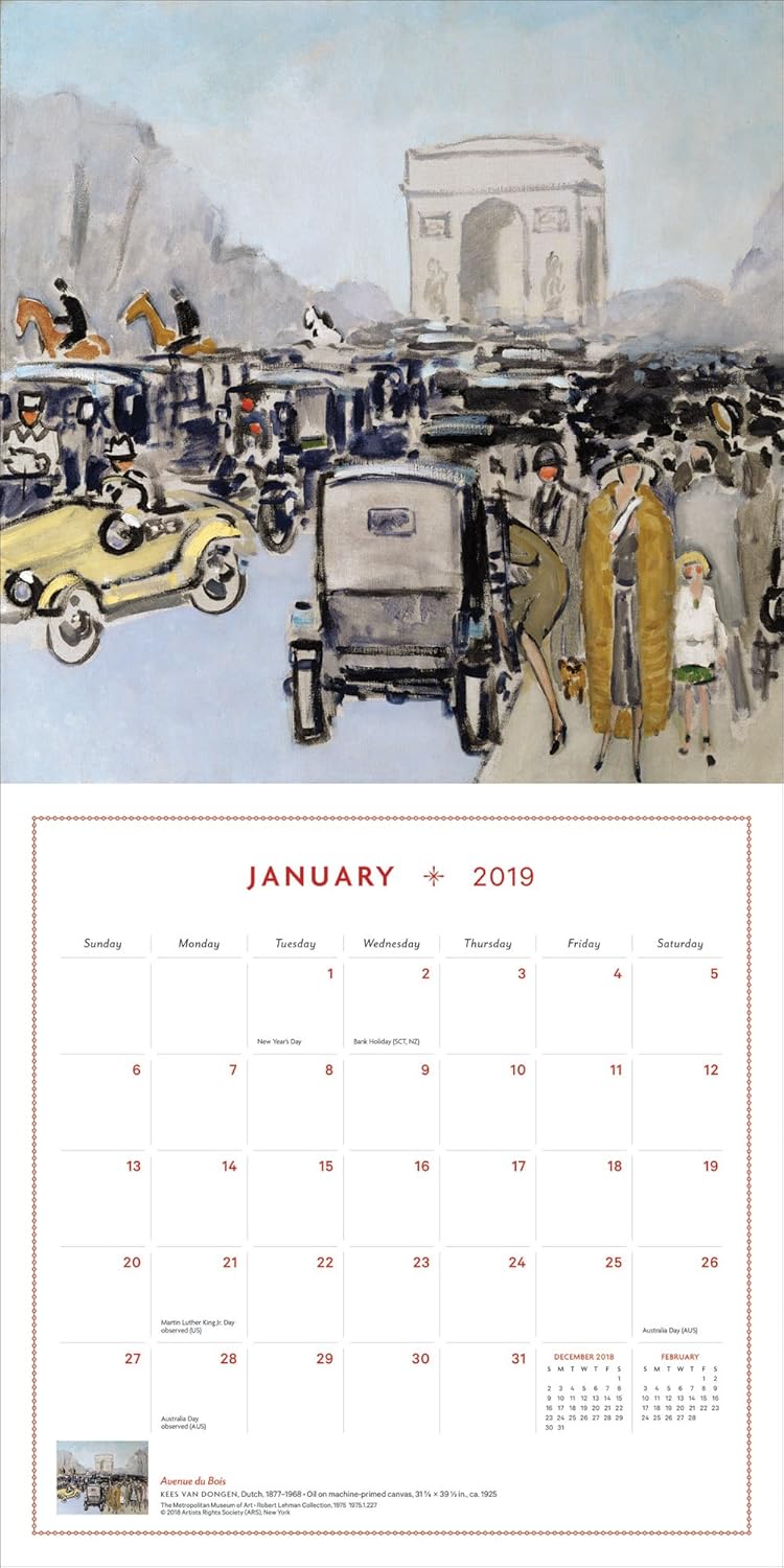 Paris in Art 2019 Wall Calendar