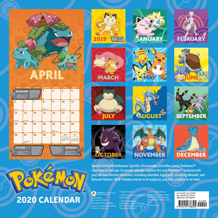 Pokémon 2020 Wall Calendar
