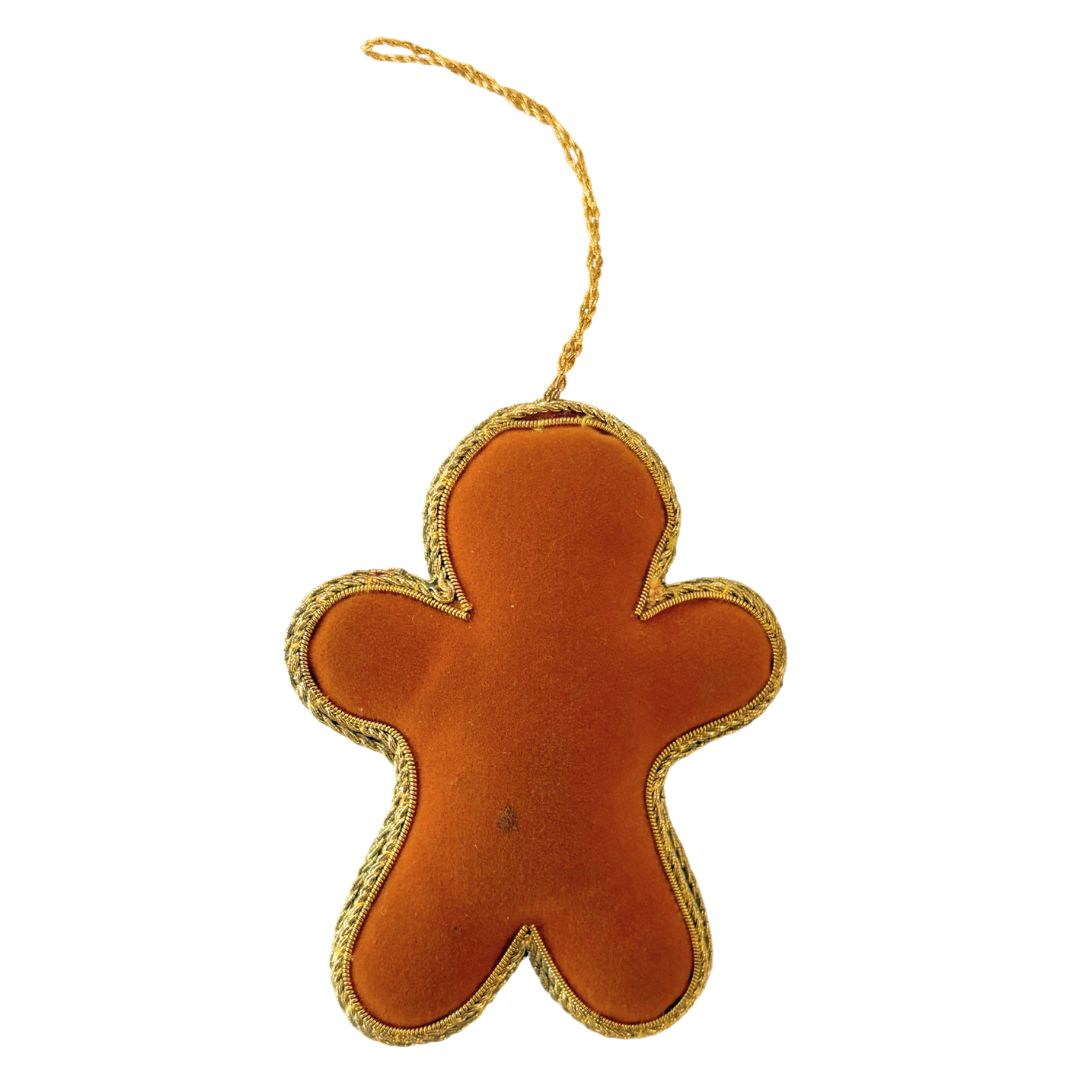 Handmade Gingerbread Man Embroidered Ornament