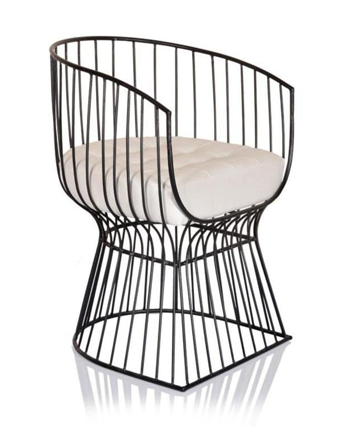 Wire WHITE LEATHER CHAIR