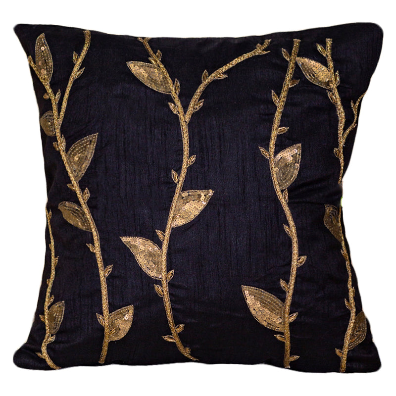 Black Branches Embroidered Cushion Cover