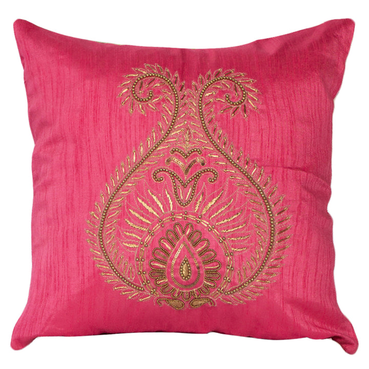 Pink Silk Matka Cushion Cover