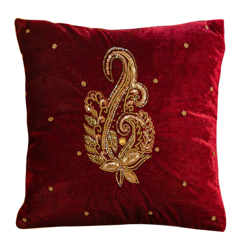 Red velvet Zardozdi cushion cover