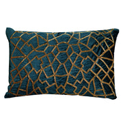 Teal green circles embroidered cushion cover