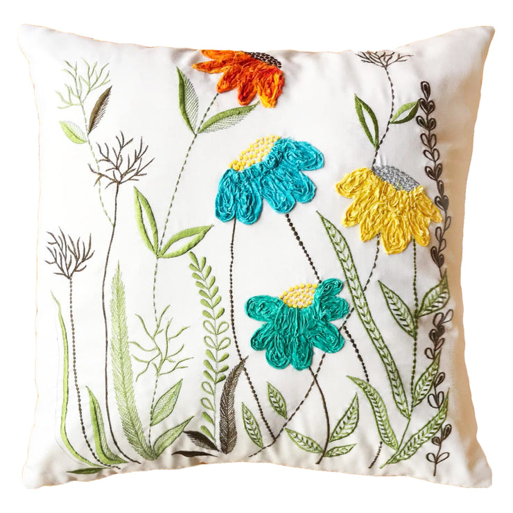 Spring embroidered cushion cover
