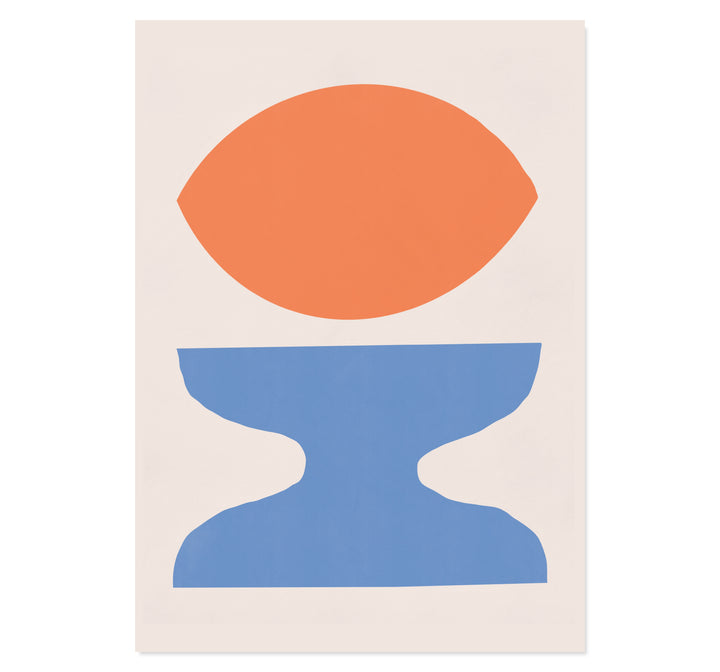 Organic Shapes In Orange and Blue By Little Dean Art Print