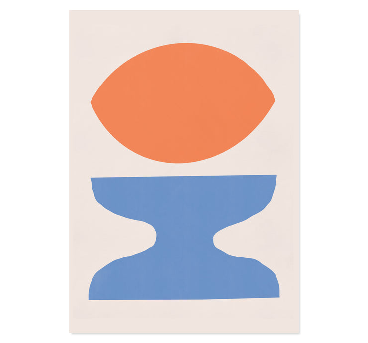 Organic Shapes In Orange and Blue By Little Dean Art Print