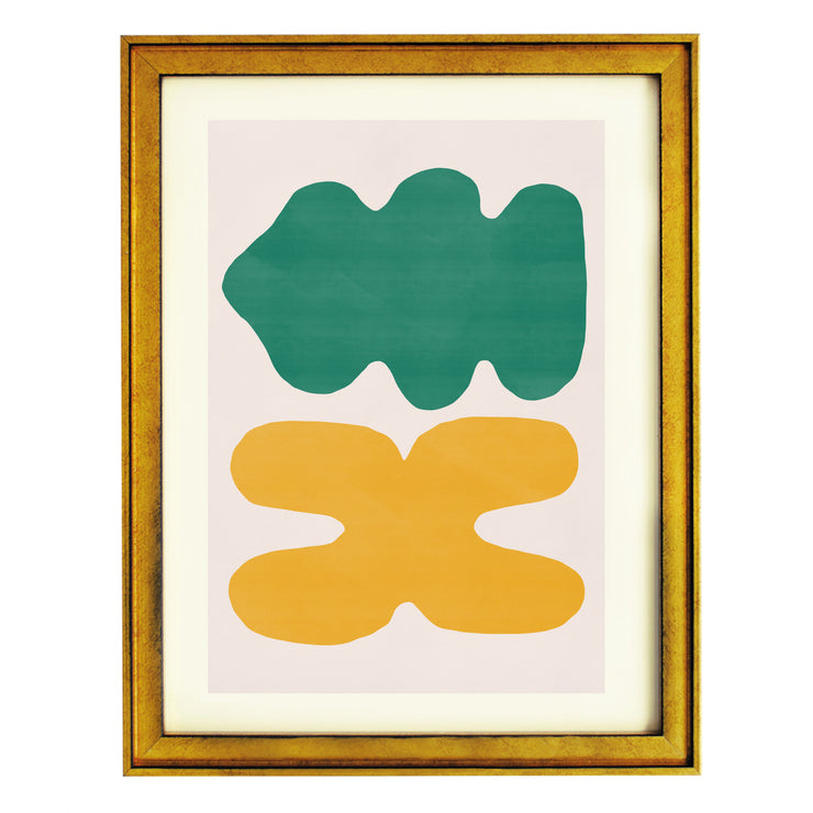 Organic Shapes In Green and Yellow By Little Dean Art Print